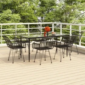 Juego de comedor de jardín 7 piezas ratán sintético negro de , Conjuntos de jardín - Ref: Foro24-3157856, Precio: 564,02 €, D...