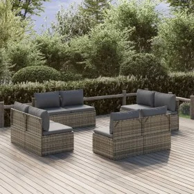 Sofás centrales de jardín 8 uds ratán PE gris 57x57x56 cm de , Conjuntos de jardín - Ref: Foro24-3157505, Precio: 722,70 €, D...