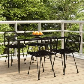 Juego de comedor de jardín 5 piezas ratán sintético negro de , Conjuntos de jardín - Ref: Foro24-3157882, Precio: 397,61 €, D...