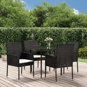 Set de muebles jardín 5 pzas con cojines ratán sintético negro de , Conjuntos de jardín - Ref: Foro24-3185144, Precio: 345,38...