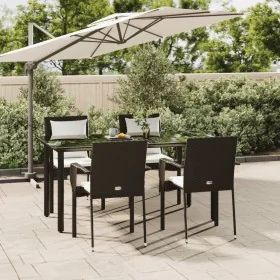 Set de muebles jardín 5 pzas con cojines ratán sintético negro de , Conjuntos de jardín - Ref: Foro24-3185110, Precio: 447,43...