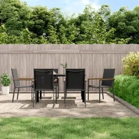Juego de comedor para jardín 7 piezas acero y textilene negro by , Garden sets - Ref: Foro24-3187044, Price: 460,49 €, Discou...