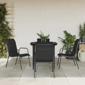 Juego de comedor para jardín 5 piezas acero y textilene negro by , Garden sets - Ref: Foro24-3200703, Price: 294,25 €, Discou...