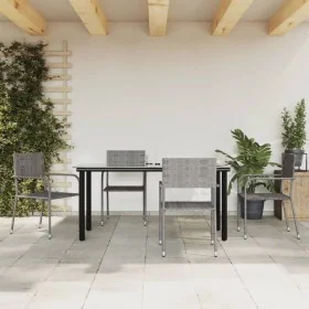 Juego de comedor jardín 5 pzas ratán sintético acero gris negro de , Conjuntos de jardín - Ref: Foro24-3203300, Precio: 235,3...