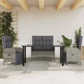 Juego de comedor de jardín 4 piezas con cojines ratán PE gris de , Conjuntos de jardín - Ref: Foro24-3203508, Precio: 589,83 ...