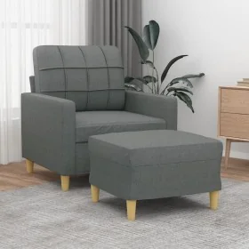 Sillón con taburete tela gris oscuro 60 cm de , Sofás - Ref: Foro24-3200994, Precio: 183,65 €, Descuento: %