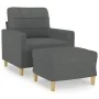 Sillón con taburete tela gris oscuro 60 cm de , Sofás - Ref: Foro24-3200994, Precio: 183,65 €, Descuento: %
