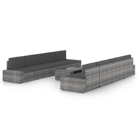 Juego muebles de jardín 9 pzas y cojines ratán sintético gris by , Garden sets - Ref: Foro24-3067176, Price: 875,66 €, Discou...