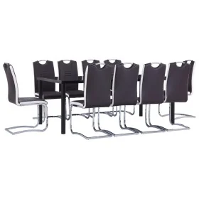 Juego de comedor 11 piezas cuero sintético marrón de , muebles para cocinas y comedores - Ref: Foro24-3053167, Precio: 866,49...