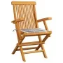 Sillas de jardín 3 uds madera teca con cojines a cuadros grises de , Sillas de jardín - Ref: Foro24-3062528, Precio: 231,09 €...