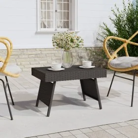 Mesa auxiliar plegable ratán sintético negro 60x40x38 cm de , Mesas auxiliares - Ref: Foro24-319408, Precio: 49,44 €, Descuen...