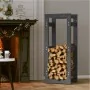 Estante para leña madera maciza de pino gris 41x25x100 cm de , Accesorios para bolsas y soportes de leña - Ref: Foro24-822409...