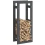Estante para leña madera maciza de pino gris 41x25x100 cm de , Accesorios para bolsas y soportes de leña - Ref: Foro24-822409...