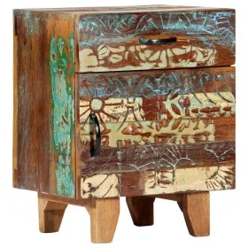 Mesita de noche tallada a mano madera reciclada 40x30x50 cm de , Mesitas de noche - Ref: Foro24-247911, Precio: 134,88 €, Des...