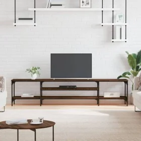 Mueble TV madera ingeniería y hierro marrón roble 201x35x45 cm de , Muebles TV - Ref: Foro24-831817, Precio: 84,91 €, Descuen...