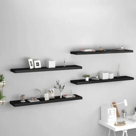 Estantes flotantes de pared 4 uds MDF negro 120x23,5x3,8cm de , Estantes y estanterías - Ref: Foro24-323843, Precio: 116,41 €...