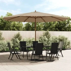 Sombrilla de jardín con poste de madera gris taupé 400x273 cm de , Sombrillas - Ref: Foro24-363178, Precio: 135,12 €, Descuen...