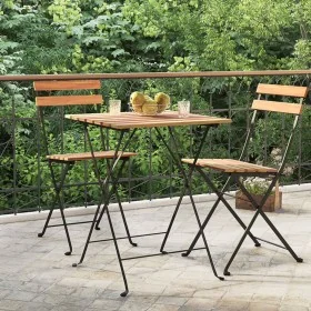 Mesa de cafetería plegable teca maciza y acero 55x54x71 cm de , Mesas de jardín - Ref: Foro24-319978, Precio: 77,39 €, Descue...