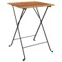Mesa de cafetería plegable teca maciza y acero 55x54x71 cm de , Mesas de jardín - Ref: Foro24-319978, Precio: 77,39 €, Descue...