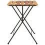 Mesa de cafetería plegable teca maciza y acero 55x54x71 cm de , Mesas de jardín - Ref: Foro24-319978, Precio: 77,39 €, Descue...