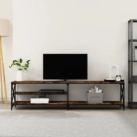 Mueble TV metal madera contrachapada roble ahumado 200x40x50 cm de , Muebles TV - Ref: Foro24-826741, Precio: 95,74 €, Descue...