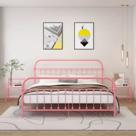 Mesitas de noche 2 unidades metal y vidrio rosa y transparente by , Nightstands - Ref: Foro24-325095, Price: 58,76 €, Discoun...