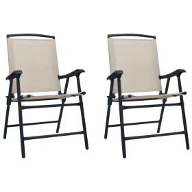 Sillas plegables de jardín 2 unidades textilene color crema de , Sillas de jardín - Ref: Foro24-47924, Precio: 97,59 €, Descu...