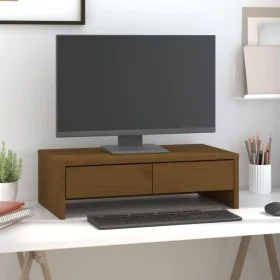 Soporte de monitor madera maciza pino marrón miel 50x27x15 cm de , Bases y elevadores para ordenadores - Ref: Foro24-813957, ...
