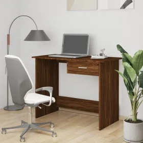 Escritorio de madera contrachapada marrón roble 100x50x76 cm de , Escritorios - Ref: Foro24-815335, Precio: 76,22 €, Descuent...