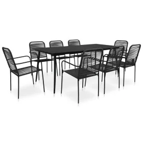 Set de comedor de jardín 9 pzas cuerda de algodón y acero negro de , Conjuntos de jardín - Ref: Foro24-48571, Precio: 511,87 ...