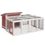 Conejera de madera maciza de pino moca 144x123x67,5 cm de , Jaulas y habitáculos para animales pequeños - Ref: Foro24-172281,...