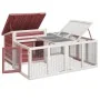 Conejera de madera maciza de pino moca 144x123x67,5 cm de , Jaulas y habitáculos para animales pequeños - Ref: Foro24-172281,...
