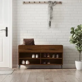 Banco zapatero madera de ingeniería marrón roble 102x35x55 cm de , Zapateros y organizadores de calzado - Ref: Foro24-829763,...