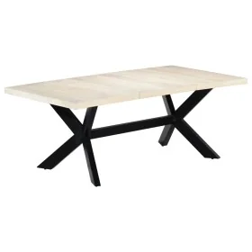 Mesa de comedor madera maciza de mango blanco 200x100x75 cm de , Mesas de cocina y de comedor - Ref: Foro24-247428, Precio: 4...