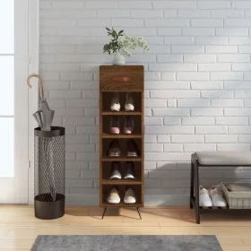Zapatero madera de ingeniería roble marrón 30x35x105 cm de , Armarios y almacenamiento - Ref: Foro24-829651, Precio: 57,52 €,...