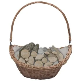 Cesta para leña con asas sauce marrón 57x46,5x52 cm de , Bolsas y soportes de leña - Ref: Foro24-286987, Precio: 65,06 €, Des...