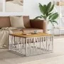 Mesa de centro acero inoxidable y madera maciza acacia plateada de , Mesas de centro - Ref: Foro24-350063, Precio: 167,36 €, ...