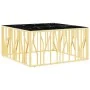Mesa de centro acero inoxidable y vidrio dorado 100x100x50 cm de , Mesas de centro - Ref: Foro24-350068, Precio: 313,49 €, De...