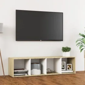 Mueble TV madera contrachapada blanco y roble 142,5x35x36,5 cm de , Muebles TV - Ref: Foro24-805548, Precio: 63,36 €, Descuen...