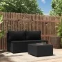 Set de muebles de jardín 3 pzas y cojines ratán sintético negro by , Outdoor sofas - Ref: Foro24-319787, Price: 196,40 €, Dis...
