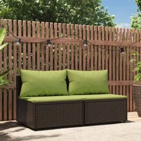 Sofás centrales jardín con cojines 2 uds ratán sintético marrón de , Sofás de exterior - Ref: Foro24-319834, Precio: 139,74 €...