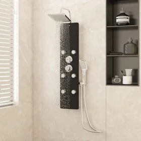 Panel ducha de vidrio 25x47,5x130 cm negro by , Jet nozzles for bathtubs and showers - Ref: Foro24-151420, Price: 200,19 €, D...