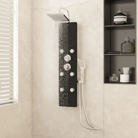 Panel ducha de vidrio 25x47,5x130 cm negro de , Boquillas de chorro para bañeras y duchas - Ref: Foro24-151420, Precio: 200,1...