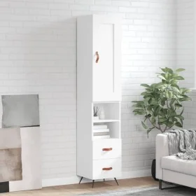 Aparador alto madera contrachapada blanco 34,5x34x180 cm by , Sideboards - Ref: Foro24-3200233, Price: 110,90 €, Discount: %