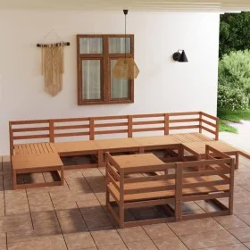 Juego muebles de jardín 10 pzas madera maciza pino marrón miel de , Conjuntos de jardín - Ref: Foro24-3078142, Precio: 669,23...
