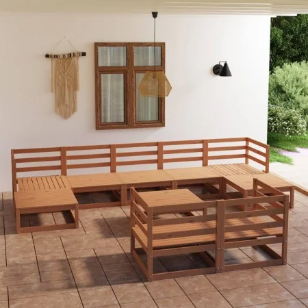 Juego muebles de jardín 10 pzas madera maciza pino marrón miel by , Garden sets - Ref: Foro24-3078142, Price: 669,23 €, Disco...