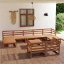 Juego muebles de jardín 10 pzas madera maciza pino marrón miel by , Garden sets - Ref: Foro24-3078142, Price: 669,23 €, Disco...