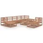 Juego muebles de jardín 10 pzas madera maciza pino marrón miel by , Garden sets - Ref: Foro24-3078142, Price: 669,23 €, Disco...