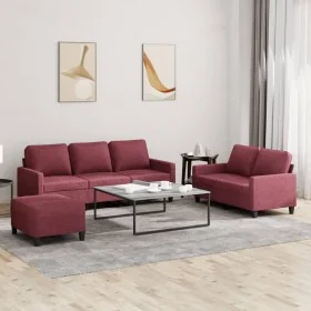 Juego de sofás con cojines 3 piezas tela rojo tinto von , Sofas - Ref: Foro24-3201474, Preis: 477,70 €, Rabatt: %