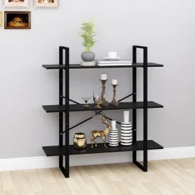 Estantería 3 niveles madera maciza de pino negro 100x30x105 cm de , Librerías y estanterías - Ref: Foro24-806556, Precio: 73,...